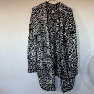 Black and White Textured Cardigan Sweater